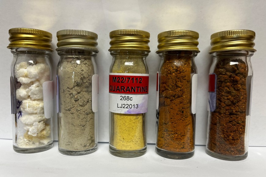 Curated samples of Antarctic soils at the National Soils Archive.
