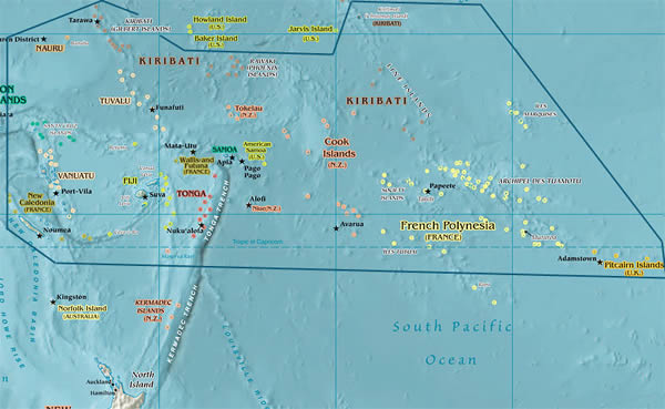 Map of the South Pacific