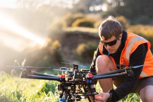 Ben Jolly operating a drone