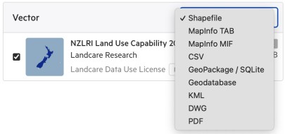 Image: Select export data format