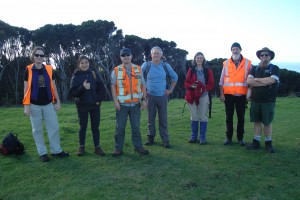 From left: Jo Peace (Manaaki Whenua), Hoa Nguyen (BMR), Scott Bartlam (Manaaki Whenua), Bruce Burns (University of Auckland), Luitgard Schwendenmann (University of Auckland), Pieter Tuinder (Kaitiaki Manager, Ngāti Manuhiri), Matt Maitland (Auckland Counc