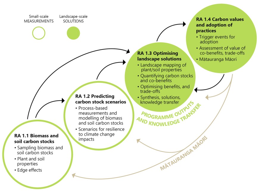 Fig. 1. Diagram showing activities and linkages between the four research aims in the programme 