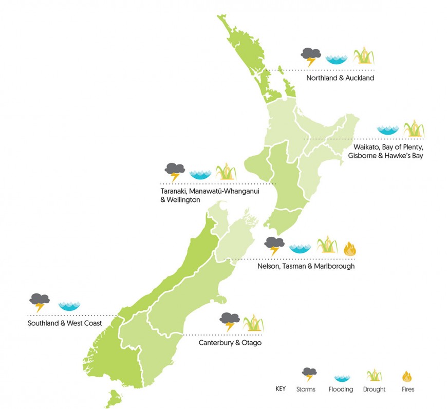 Map: At least 50% of respondents in these NZ regions anticipated more frequent/intense natural disasters