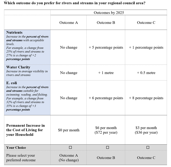 Figure 1. Example of a choice set.