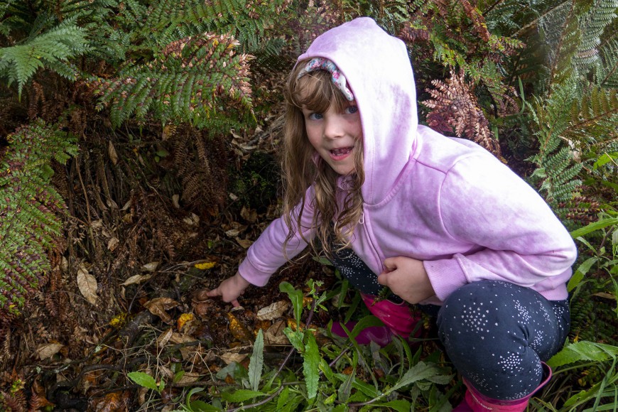 Future mycologist Esjay Jenkinson (5) was thrilled when she discovered an earthstar