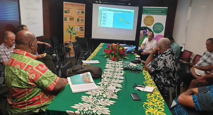Manaaki Whenuas James Barringer showcasing the Pacific Soils Portal to representatives and decision makers from PICTs