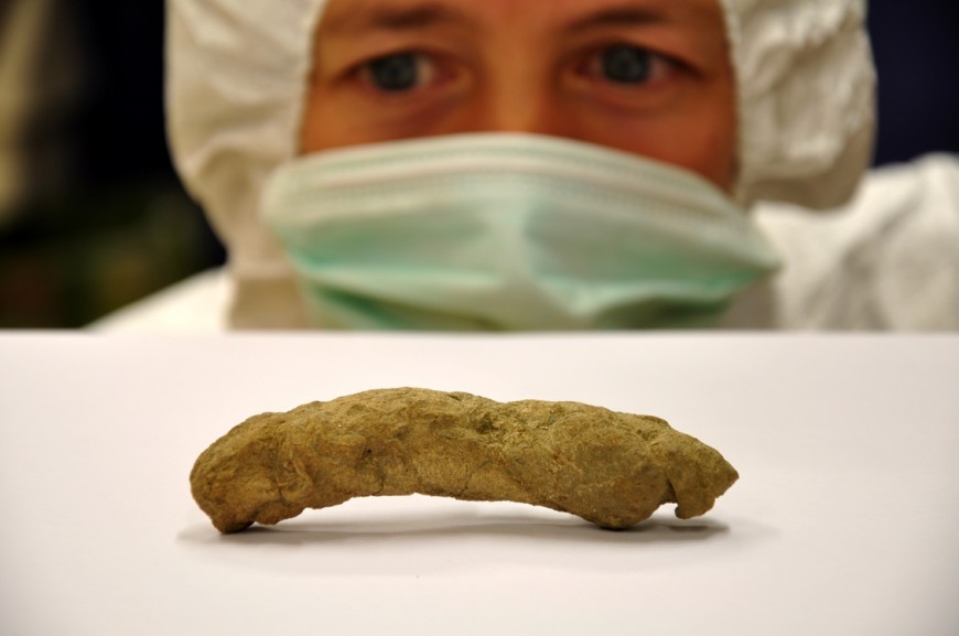 Jamie Wood with a moa coprolite