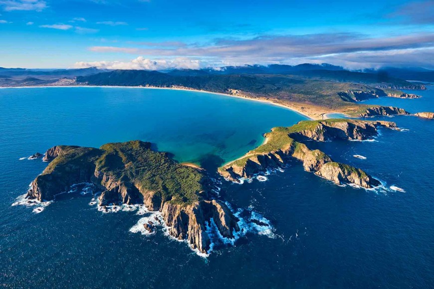 View of Rakiura over the Ernest Islands to Mason Bay.  Image: Te Rūnanga o Ngāi Tahu.