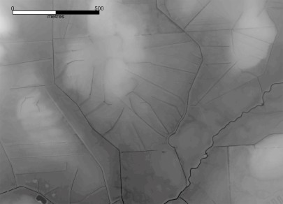 LiDAR image showing drains in study area