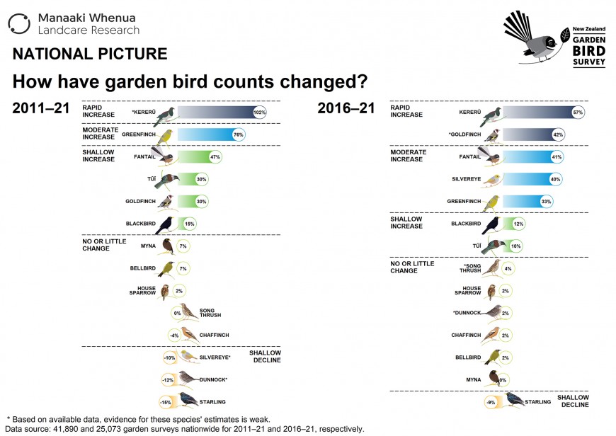 Bar plot: National picture: How have garden bird counts changed?