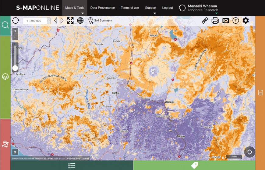 S-Map Online, showing soil pH layer information