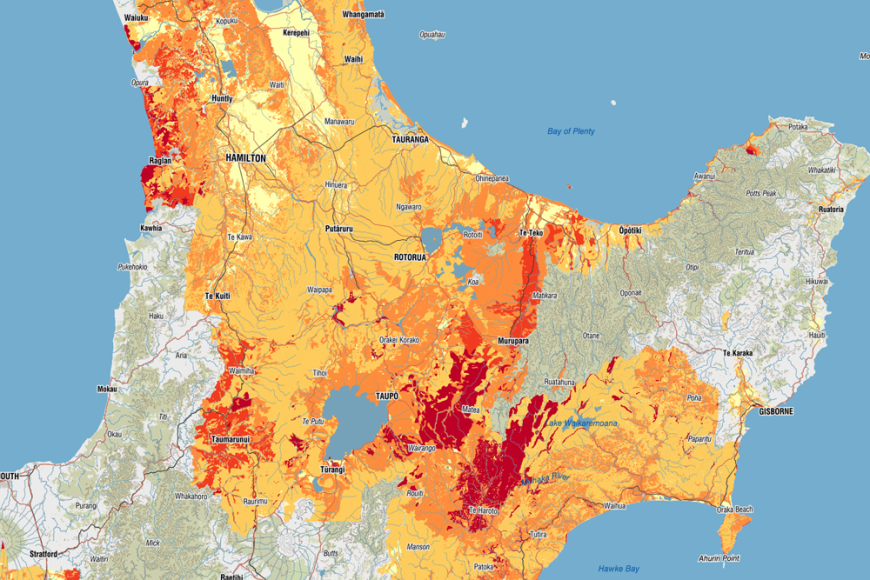 Map showing nitrogen-leaching susceptible soils.