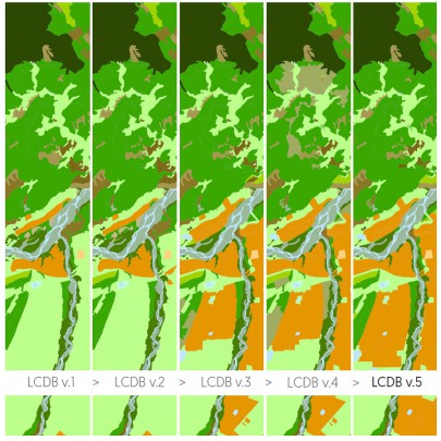 Progressive changes in land-cover mapping are shown with each new version of the LCDB