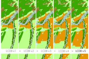 Progressive changes in land-cover mapping are shown with each new version of the LCDB