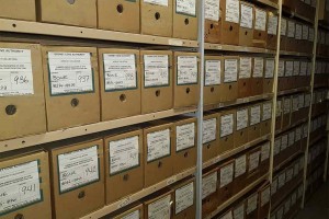 Storage facility for the bones archive, Sydney Cove Authority. Image: C M King, University of Waikato