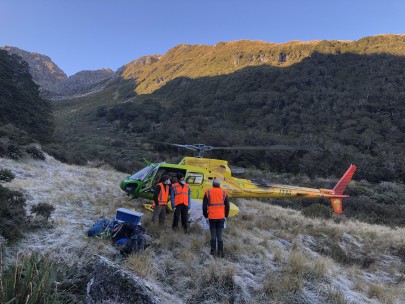 Heli-access only to the remote Lake Alabaster fieldwork site. Image: Morgan Coleman