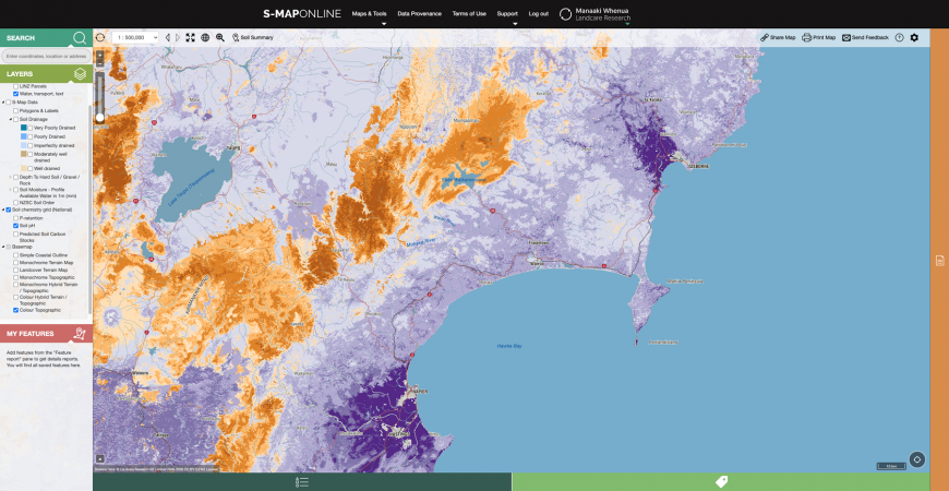 New maps show soil pH for New Zealand at a variety of soil depths.