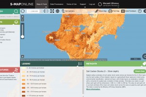 S-map Online: predicted soil carbon stocks in the middle North Island.