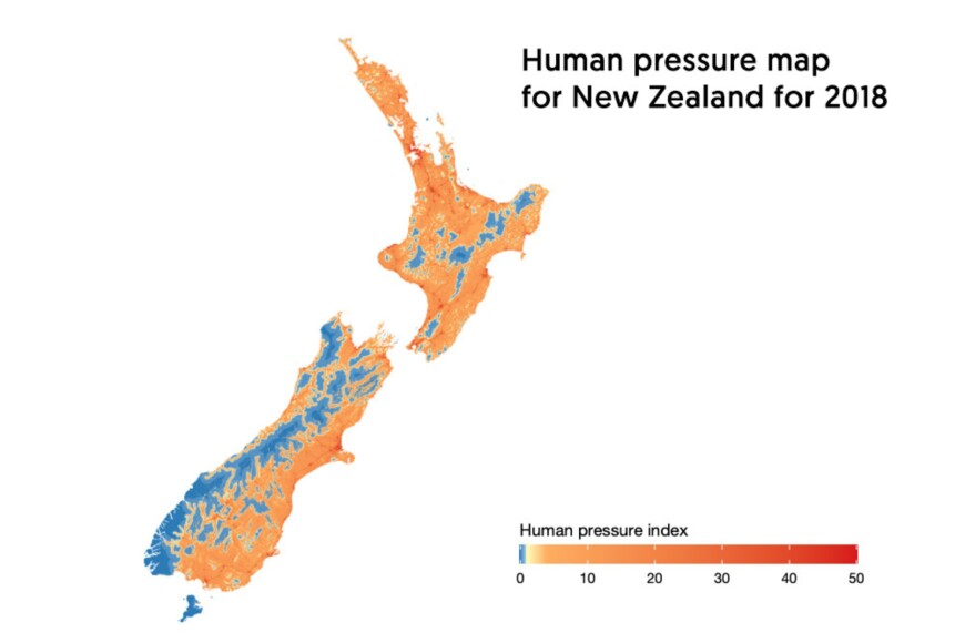 Map: Human pressure index 2018. Map: Human pressure index 2018.