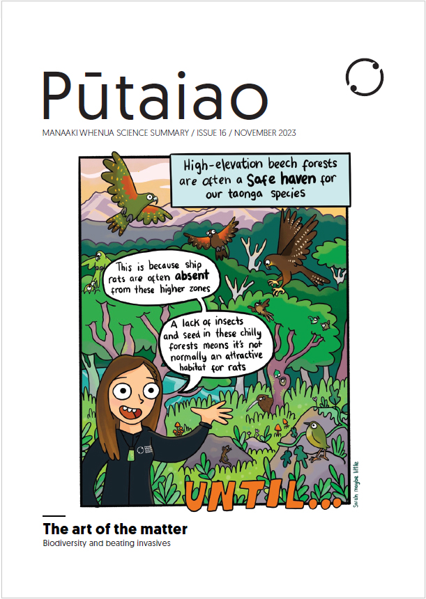 Cover. Pūtaiao Issue 16. The art of the matter. Biodiversity & beating invasives.