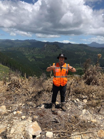 Emily McKay mapping soil in the Coromandel.