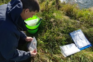 Hugh Smith doing sample collection and recording of site characteristics for sediment fingerprinting in the Ōreti catchment, Southland.