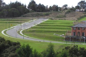 Terracing and land contouring creates flat, geotechnically stable land for establishing roads and concrete foundations