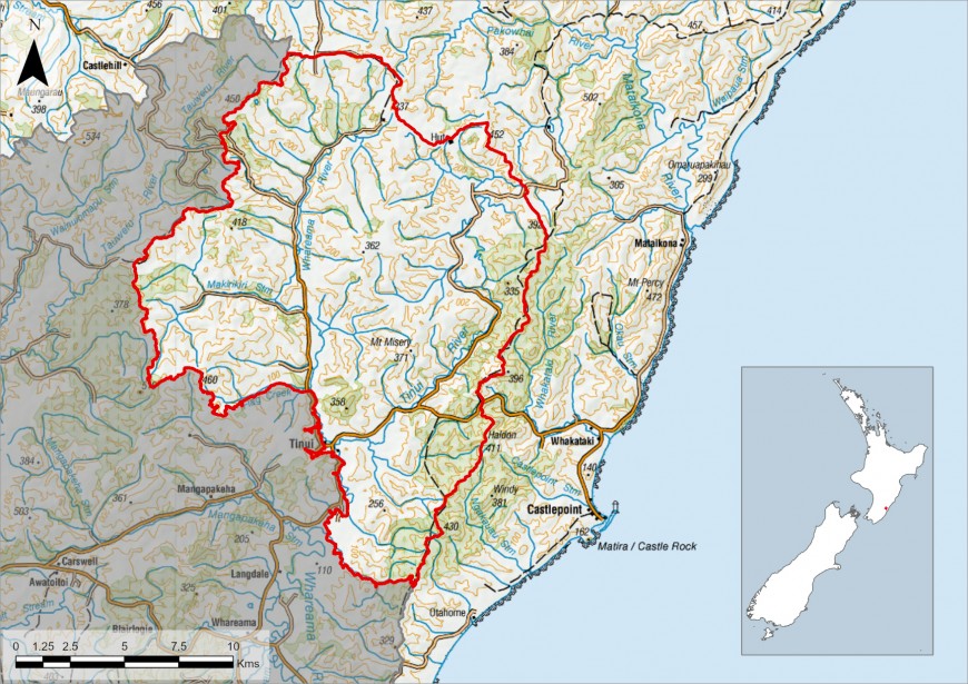 Figure 1: Location and extent of the new mapping (outlined in red). Areas shaded dark grey have previously been added to S-Map.