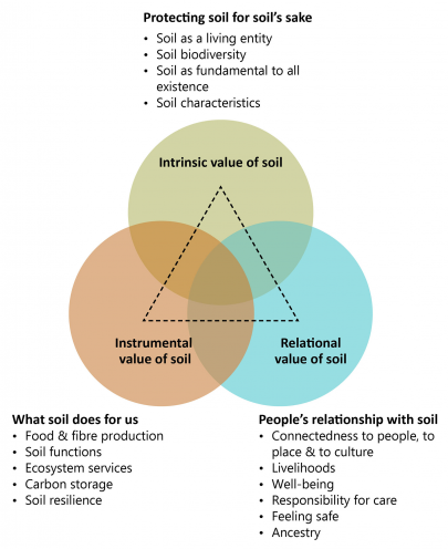 Figure 2: Nature Futures Framework applied to soil (adapted from PBL 2018. Report on the Workshop ‘Next Steps in Developing Nature Futures’. The Hague, Netherlands: Environmental Assessment Agency).