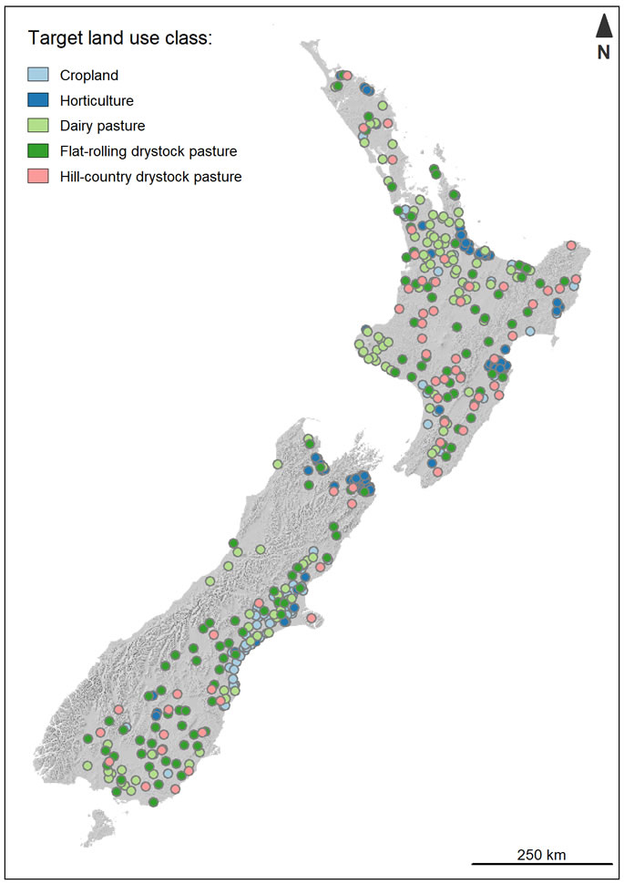 Figure 1. Approximate distribution of the monitoring sites across New Zealand