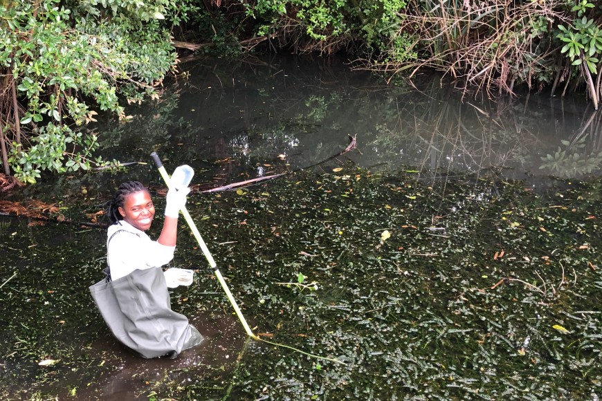 Nompumelelo sampling at King Edward Park, Stratford