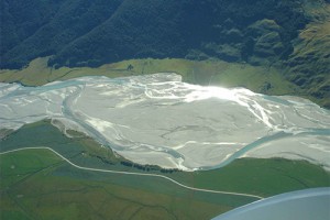 Subterranean river gravels are commonly associated with braided rivers such as the Matukituki River (Susan Wiser)