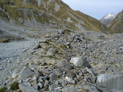 Moraine in the Havelock River, upper Rangitata Valley (Rowan Buxton)